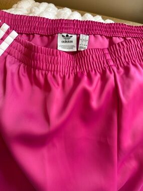 NEW Adidas Pink Elastic Waist Sweatpants with Signature Stripes